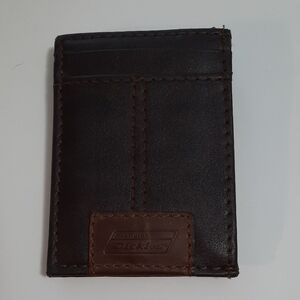 Dickies Men's Black and Brown Magnetic Flip Wallet